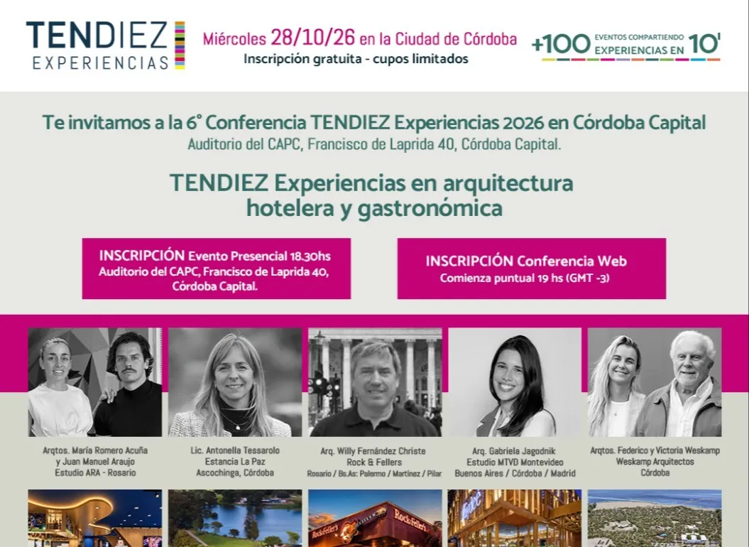 El 28/10 desde Córdoba: arquitectura hotelera y gastronómica