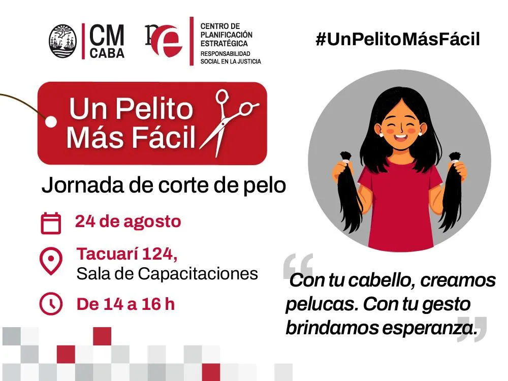 Lunes 24 de agosto: Jornada Solidaria de donación de pelo.